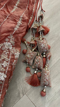 Peachy pink chiffon zari embroidered lehenga