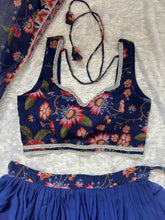 Blue floral Georgette lehenga