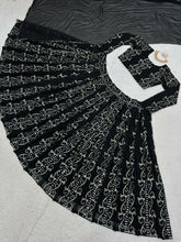 Black georgette spiral patterned Lehenga