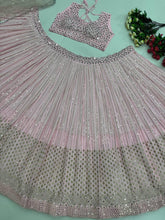 Baby pink mirror work and sequins Lehenga