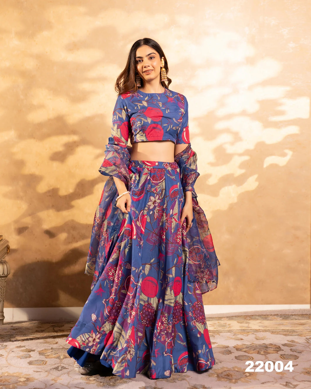 Printed chinon Lehenga readymade (plus sizes too)