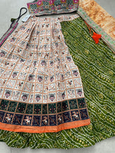 Traditional green bandhani and Patola chaniya choli - readymade