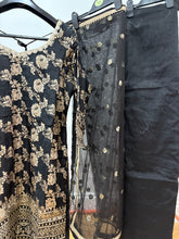 Black and gold banarasi silk salwaar kameez