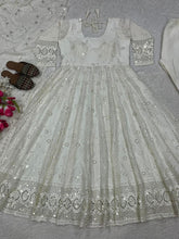 White anarkali in fancy style