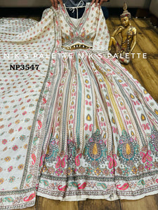 Niks collection - Ivory crepe silk printed lehenga