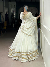 Pure rayon white readymade Lehenga