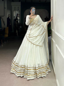 Pure rayon white readymade Lehenga