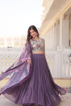 Lavender flaired Lehenga and stylish