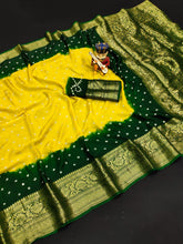 Bandhej silk saree with kanchipuram border