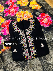 Niks collection - black keri design modal silk anarkali