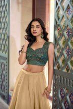 Chiku lehenga with contrast blouse (skirt stitched)