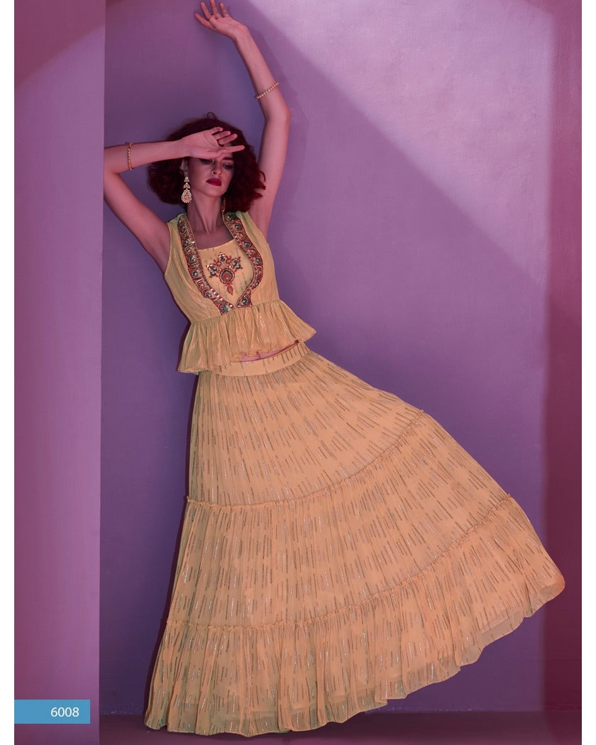 Ariana - peach Lehenga peplum style