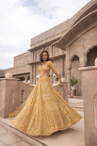 Golden hour - gold embellished net Lehenga