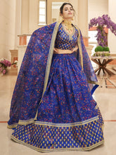 Navy blue floral lehenga