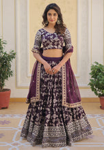 Wine viscose jacquard Lehenga