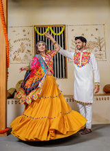 Three Tal traditional Lehenga Choli in mustard yellow (kids & men matching available)