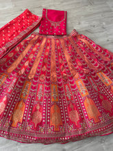 Serenity vol 4 - orange and pink jacquard silk Lehenga