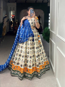 Traditional pure cotton with leheriya dupatta (skirt stitched)