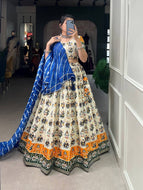 Traditional pure cotton with leheriya dupatta (skirt stitched)