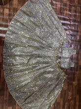 Exquisite grey gold satin partywear Lehenga
