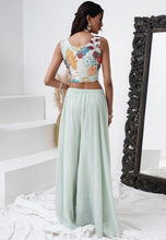 Mint green floral vibe palazzo set readymade