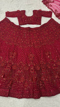 Maroon sequinned partywear Lehenga