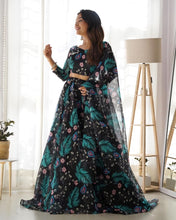 Tabby silk organza printed Lehenga