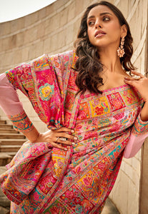 Shiraz pink Kashmiri Weaving Modal Silk Saree