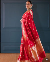 Sonakshi inspired red soft silk saree