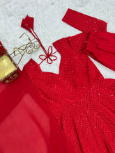 Red Kali pattern sequinned anarkali