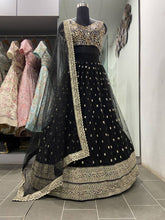 Black and gold sequins Lehenga