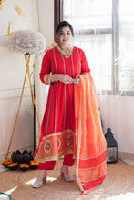 Hot red gotta A line anarkali set (S-12XL) (plus size too)