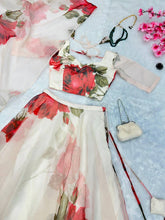 White floral printed readymade Lehenga