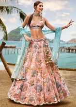 Peach pink floral Lehenga