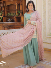 Pista Green readymade embroidered palazzo