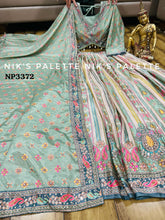 Niks collection - Pastel sage crepe silk printed lehengal
