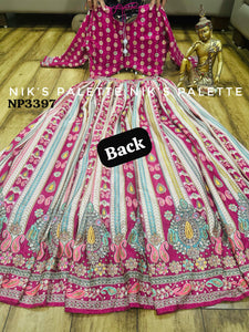 Niks collection - pink crepe silk printed lehenga