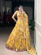 Chiffon florals readymade Lehenga in yellow