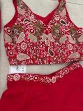 Red palazzo suit (petite)