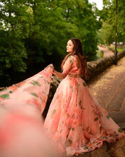 Peach floral printed readymade Lehenga