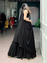 Black lotus handwork readymade lehenga with jacket