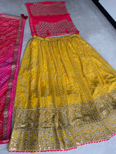 Arna collection - yellow and pink bandhani Lehenga