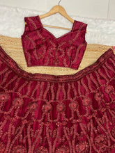 Red glitter soft net Lehenga