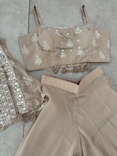 Beige palazzo set with short cape jacket