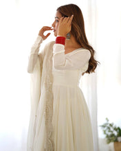 Off White Roman silk anarkali set readymade