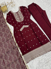 Maroon rangoli silk straight fit salwaar kameez readymade