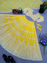 Yellow georgette sequins work Lehenga