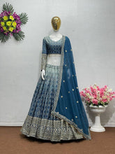 Ombre shaded bandhej print blue Lehenga