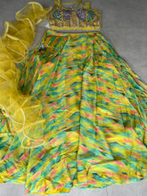 Boutique collection - bright abstract Lehenga with ruffle dupatta