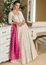 White chikankari embroidered anarkali